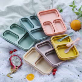 Wholesale custom silicone foldable lunch box bento