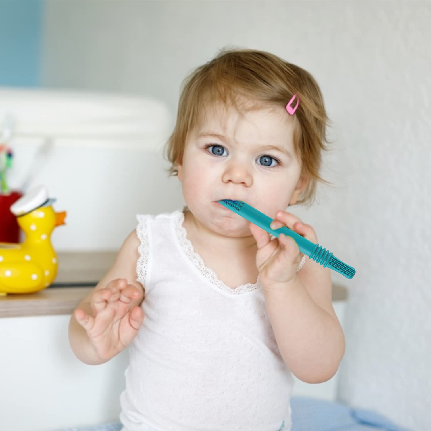 silicone baby teether straws 