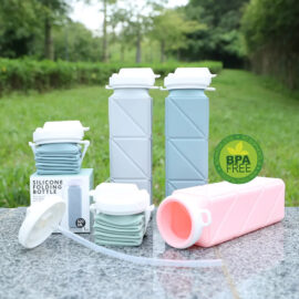 2023 Newest Design Foldable Water Drink Bottles Custom Bpa Free Outdoor Sport Children Collapsible Silicone Water Bottle For Kids School Outside